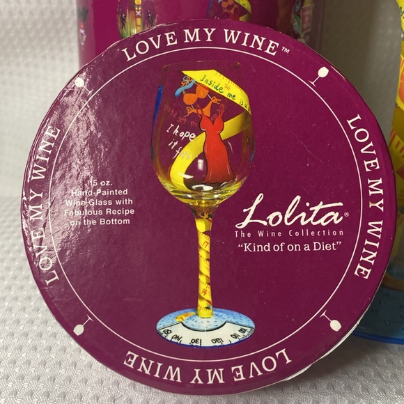 NIB Lolita The Wine Collection “Kind of on a Diet” Hand painted Wine Glass - Picture 3 of 8